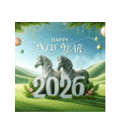 石像 2026年 あけおめ 馬 年賀状（個別スタンプ：34）