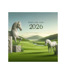 石像 2026年 あけおめ 馬 年賀状（個別スタンプ：36）