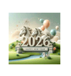 石像 2026年 あけおめ 馬 年賀状（個別スタンプ：39）