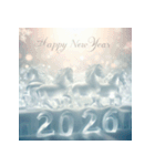 氷像 2026年 あけおめ 馬 年賀状（個別スタンプ：20）