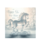氷像 2026年 あけおめ 馬 年賀状（個別スタンプ：34）