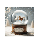 スノードーム 2026年 あけおめ 馬 年賀状（個別スタンプ：3）