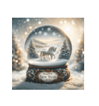 スノードーム 2026年 あけおめ 馬 年賀状（個別スタンプ：9）