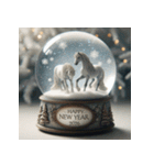 スノードーム 2026年 あけおめ 馬 年賀状（個別スタンプ：18）