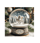 スノードーム 2026年 あけおめ 馬 年賀状（個別スタンプ：25）