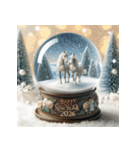 スノードーム 2026年 あけおめ 馬 年賀状（個別スタンプ：27）