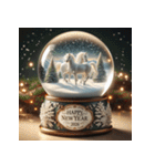 スノードーム 2026年 あけおめ 馬 年賀状（個別スタンプ：31）