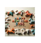 クレイアート 2026年 あけおめ 馬 年賀状（個別スタンプ：2）