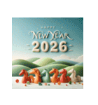 クレイアート 2026年 あけおめ 馬 年賀状（個別スタンプ：4）