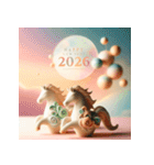 クレイアート 2026年 あけおめ 馬 年賀状（個別スタンプ：5）