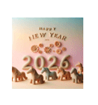 クレイアート 2026年 あけおめ 馬 年賀状（個別スタンプ：15）