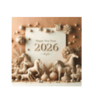 クレイアート 2026年 あけおめ 馬 年賀状（個別スタンプ：22）