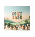 クレイアート 2026年 あけおめ 馬 年賀状（個別スタンプ：23）