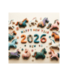 クレイアート 2026年 あけおめ 馬 年賀状（個別スタンプ：34）
