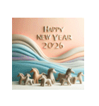 クレイアート 2026年 あけおめ 馬 年賀状（個別スタンプ：35）