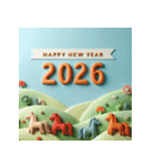 クレイアート 2026年 あけおめ 馬 年賀状（個別スタンプ：40）