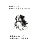 【BIGスタンプ】十二支全部 年賀 水墨画（個別スタンプ：35）