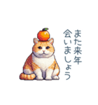 正月ドッド絵猫ちゃん【元旦・あけおめ】（個別スタンプ：2）