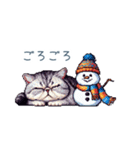 正月ドッド絵猫ちゃん【元旦・あけおめ】（個別スタンプ：10）