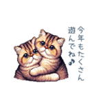 正月ドッド絵猫ちゃん【元旦・あけおめ】（個別スタンプ：27）