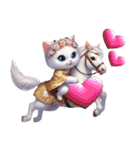 かわいいしろい子猫と仲良しな馬2026（個別スタンプ：34）