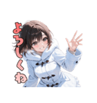 白すぎ注意！純白のコートに包まれて（個別スタンプ：5）