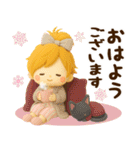 くすみカラー☆冬のほのぼのカノジョ☆3D（個別スタンプ：1）