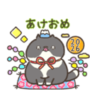 ☆とろけるネコのお正月☆ハチワレ（個別スタンプ：3）