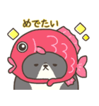 ☆とろけるネコのお正月☆ハチワレ（個別スタンプ：17）