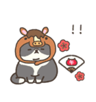 ☆とろけるネコのお正月☆ハチワレ（個別スタンプ：35）