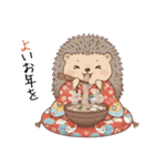 ほっこりハリネズミのお正月スタンプ⭐︎（個別スタンプ：9）