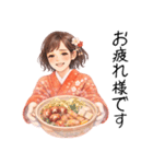 ずっと使える日常から年末年始の着物女子（個別スタンプ：6）