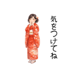 ずっと使える日常から年末年始の着物女子（個別スタンプ：19）