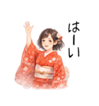 ずっと使える日常から年末年始の着物女子（個別スタンプ：27）