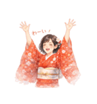 ずっと使える日常から年末年始の着物女子（個別スタンプ：31）