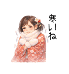ずっと使える日常から年末年始の着物女子（個別スタンプ：32）