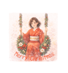 ずっと使える日常から年末年始の着物女子（個別スタンプ：38）