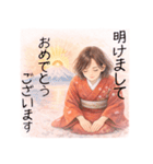 ずっと使える日常から年末年始の着物女子（個別スタンプ：39）