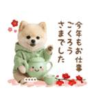 名入れ☆癒しポメの毎年使える年賀状（個別スタンプ：34）
