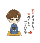 【2026年】新年あけおめ♡茶髪ボーイ（個別スタンプ：1）