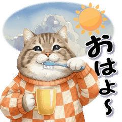 [LINEスタンプ] もっちりトラ猫【冬Ver】
