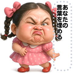[LINEスタンプ] Message Stickers (Funny Cutey Girl) JP