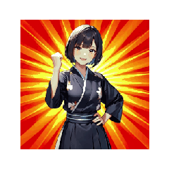 [LINEスタンプ] クール和装ガールのリアクションスタンプ