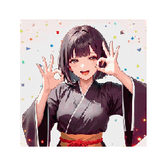 [LINEスタンプ] かっこかわいい黒和服女子スタンプ002