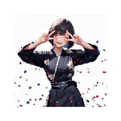 [LINEスタンプ] クール和装ガールのリアクションスタンプ02