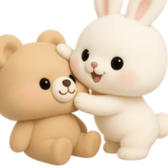 [LINEスタンプ] わがままうさぎとおっとりクマ