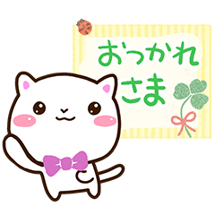 [LINEスタンプ] シロネコすたんぷ★色鉛筆飾り
