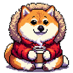 [LINEスタンプ] 冬 寒さに耐える太っちょ柴犬 冷えるねぇ