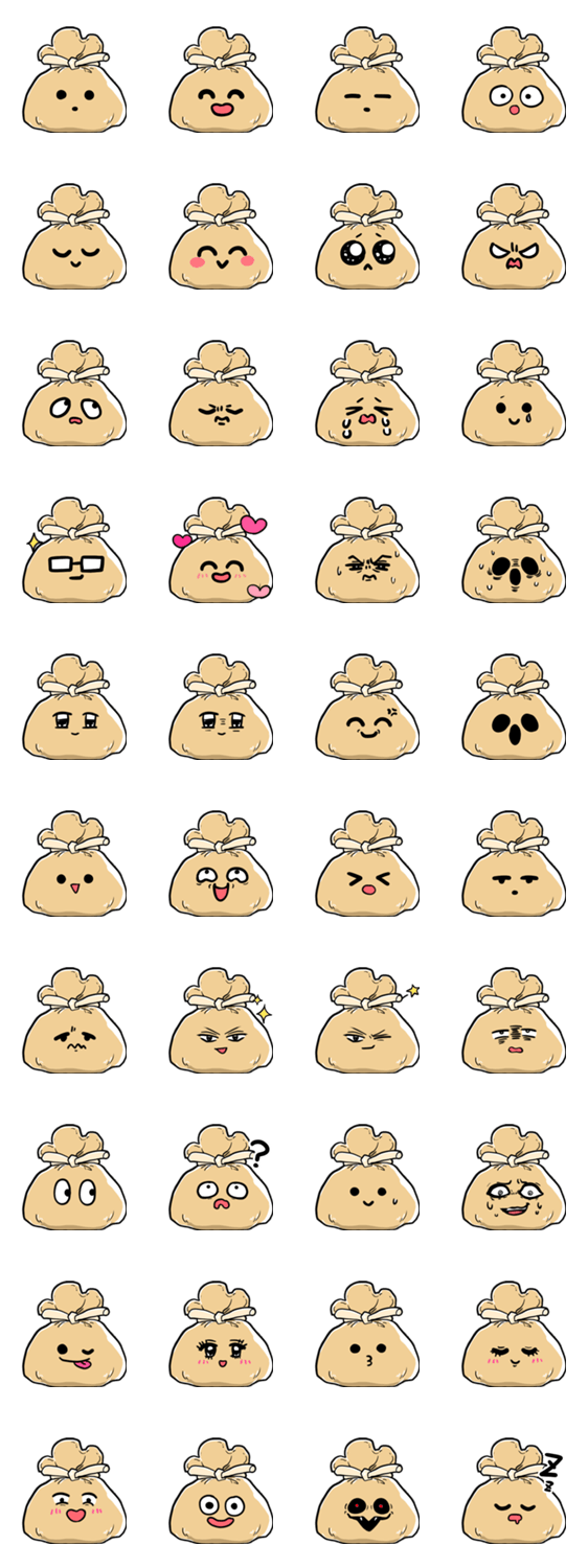 もちきんちゃくの表情のスタンプ詳細