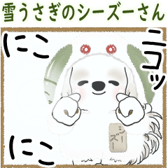 [LINEスタンプ] 動くシーズー犬 2025 「雪うさぎ」